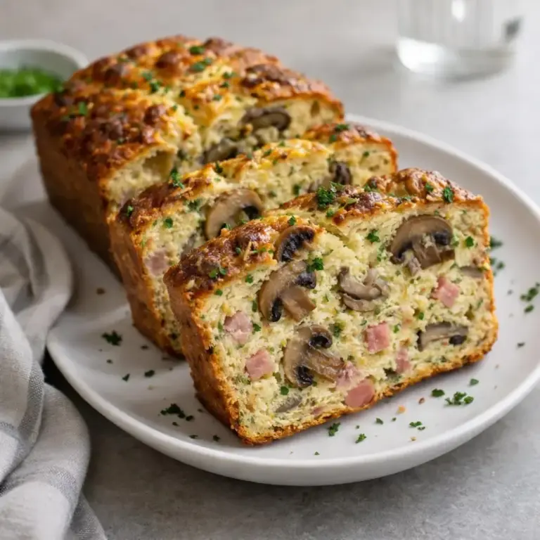 Torta salata soffice con prosciutto, funghi e cheddar