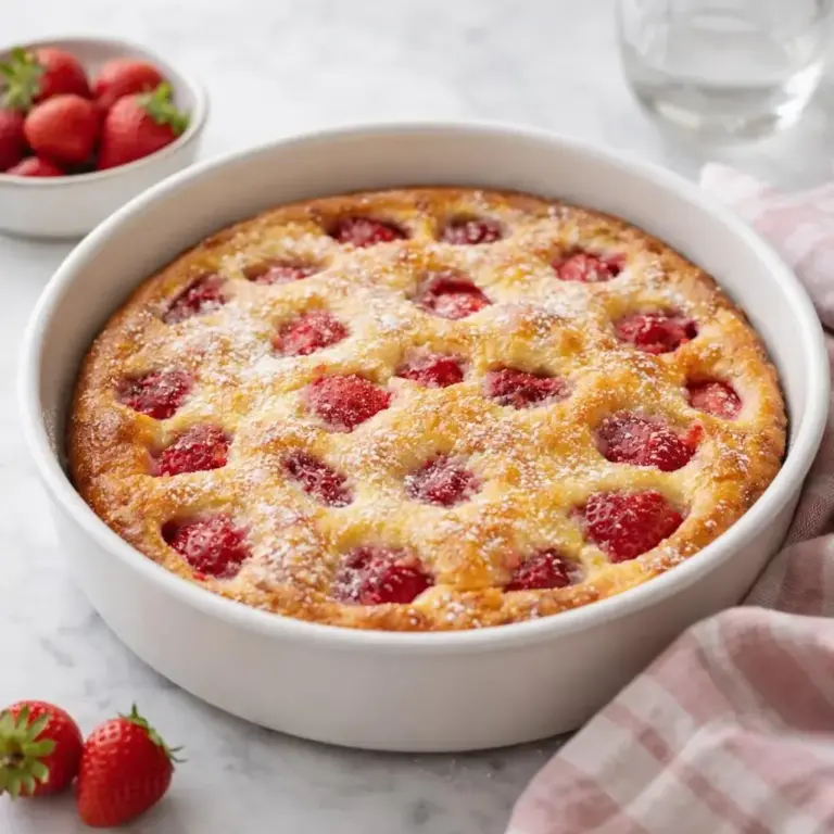 Clafoutis di fragole senza pasta con crema di vaniglia leggera