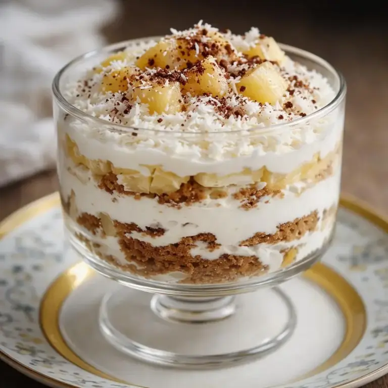 Tiramisù all’ananas, cocco e biscotti inzuppati nel rum